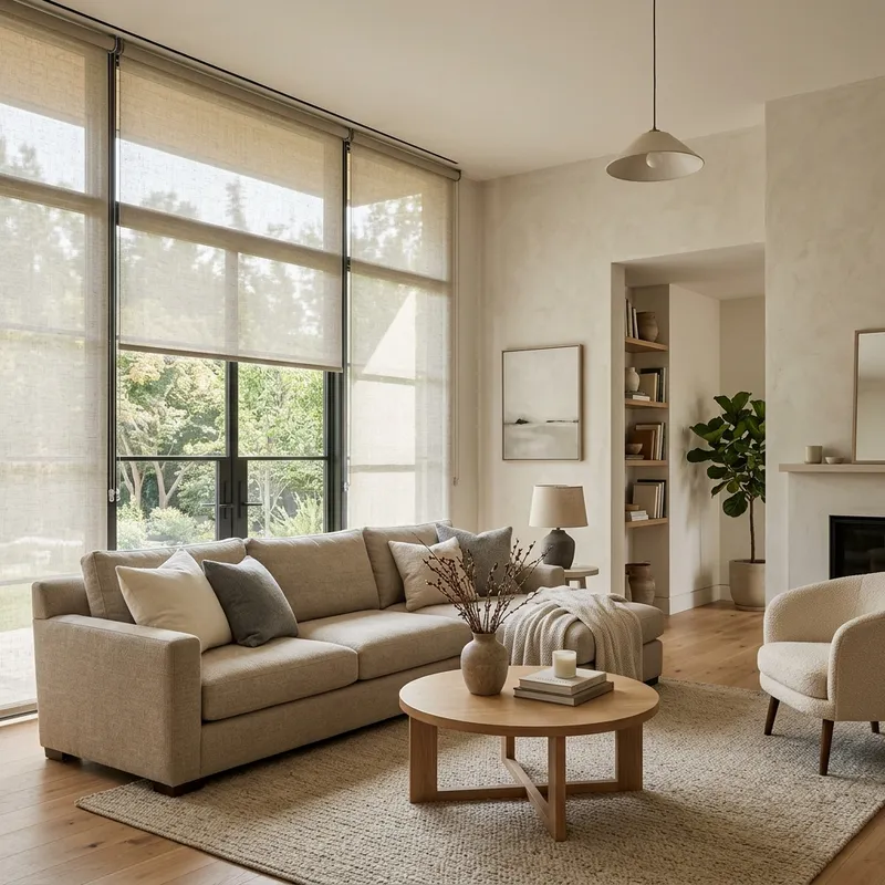 Sala de estar moderna com persiana